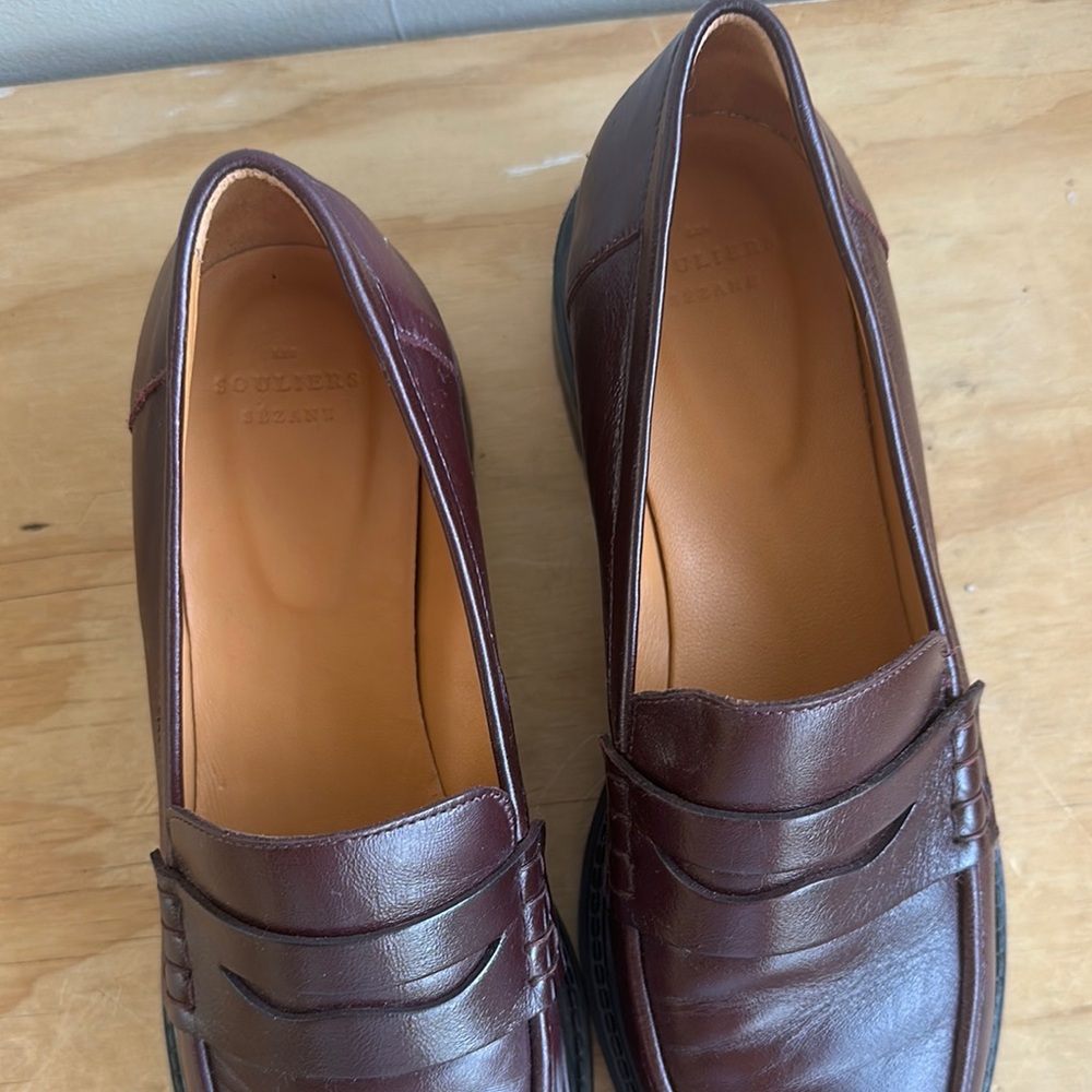 Sezane Brown Leather Loafers Slip-Ons - Picture 4 of 7